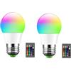 Chao Zan Lampadina LED E27 RGBW Colorata,5W Lampada a Vite Lampadine Dimmerabile Cambia Colore Telecomando,Luci D'atmosfera a 16 Colori Colori ad Atmosfera Cambiare colore per Feste,Bar,Luci Colorate (2 pezzo)