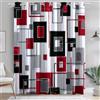 Generic Tende Oscuranti Termiche Isolanti Geometria astratta quadrata Tende Stampate Camera da Letto Salotto Moderne ed Eleganti 140L x 200A cm (2 Pannelli) Decorative con Occhielli Rosso Nero