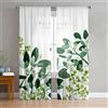 Odot Tende Soggiorno Semi Trasparenti,Motivo Foglia 3D Tenda Voile con Tasca per Asta 2 Pannelli Filtranti Finestra Moderna per Camera da Letto Cucina Balcone (Pianta,107x244cm)