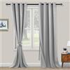 XWZO Tende Oscuranti Opache con Occhielli, 2 Pezzi, Tende con Nastri, Tende Opache per Camera da Letto, Soggiorno, Ufficio, 290 x 140 cm, Grigio Argento