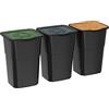 DEA HOME pattumiera per raccolta differenziata ECO3, con 3 scomparti da 50 litri ciascuno, in plastica, da interni ed esterni, colore nero.