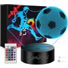 YverLand Lampada da calcio a LED a forma di 3 palline, 16 colori, con telecomando, decorazione sportiva per camera da letto, scrivania, regalo, comunione, compleanno, re (calciatore)