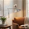 B·LED BARCELONA LED BARCELONA LED Lampada da Parete Industriale Grande 40 cm, Applique a Braccio Articolato, Stile Vintage e Moderno, Paralume in Metallo Cromato Interno Bianco, per Ristorante, Scale e Camera