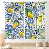 TKUYO Tende da cucina con motivo floreale giallo limone, vintage retrò estate frutta blu bianco stampa floreale tende oscuranti per soggiorno, camera da letto, bagno, bar, 2 pannelli, 140 x 160 cm