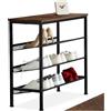 tectake® Scarpiera 75,5x30,5x69,5cm, Scarpiera Ingresso, 3 Ripiani Rete, Scaffale Scarpe Uomo, Scarpe Donna, Stivaletti, Mobile Organizer Ingresso Corridoio Soggiorno, Stile Industriale - Legno Scuro