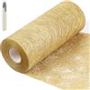 SWAWIS Runner Tavola in Tessuto Non 20cmx25M Oro Runner Tavola Moderno per Decorazioni Natalizie, DIY, Confezioni, Feste, Matrimoni, Compleanni