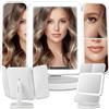 KRUMAD Specchio da trucco con illuminazione 17,5 x 24 cm - 3 colori chiari - Specchio cosmetico con luce LED - dimmer touch - tavolo da toeletta pieghevole per casa e viaggio gadget