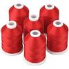 Simthread 6 bobine di filo da ricamo a macchina rosso, 1000 m (1000 metri) per Brother, Babylock, Janome, Pfaff, Singer, Bernina e altre macchine domestiche (rosso)