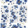 WANDIC 3 Fogli di Adesivi trasferibili per mobili, da strofinare, per Artigianato, acquerelli, Fiori Blu, Oro, Tema Scrapbooking, Decalcomanie per Decorazioni Fai da Te per la casa, 15 x 30 cm