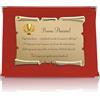 ATS Incisione Targhe & Timbri Targa Pensione con Pergamena in Cofanetto Velluto - Idea Regalo Pensionamento - Targa Celebrativa con Dedica - Ricordo Elegante per Collega, Amico o Familiare (Rosso, Dedica Simpatica)