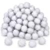 Perlin Plush - 100 pompon, bianchi con strisce argentate, pompon rotondi, 15 mm, per cucito, fai da te, passamaneria, palline di peluche, creativi, 100 pezzi