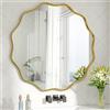 BEAUTYPEAK - Specchio rotondo da 76 cm, specchio da parete con bordo ondulato, cornice in alluminio, specchio rotondo da appendere e appoggiare, specchio rotondo per camera da letto, bagno, ingresso
