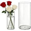 MELEJIA Set di 2 Vasi in Acrilico, Rotondo Vaso Trasparente, Vaso Indistruttibile Leggero, Vasi Trasparente Resistente per Fiori Freschi/Finti, Decorazione Interna/Esternea (10 x 20cm e 15 x 30cm)