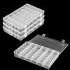 MANCHAP 4 organizer per perline a 36 scomparti con scomparti regolabili, 27 x 17 x 4 cm, scatola di plastica con divisori regolabili, in plastica trasparente, organizer per gioielli