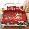 AVJWWD Set di biancheria da letto natalizia,Microfibra Copripiumino con Babbo Natale e alce motivo,decorazione natalizia, set regalo per ragazzi e ragazze (slitta rossa, 200 x 200 cm)
