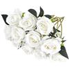 Eclove 12 Pcs Rose Artificiali, Realistiche Singola a Gambo, Fiori Artificiali Finto 30cm Lungo Rosa Finta, Bouquet da Sposa in Seta per Decorazioni in Casa per Giardino Feste Ufficio (Bianco)
