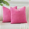 JOTOM Fodere In Velluto a coste Morbido Solido Fodere Di Cuscino Decorativo Cuscino Fodere Per Cuscini Da Letto Per La Decorazione Della Casa Per Divano Camera Da Letto 60x60 cm Set Di 2 (Rosa Caldo)