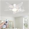 Homefire Ventilatore da soffitto luce - Ventilatore da soffitto silenzioso a 5 pale con luce, bianco, luminosità regolabile, 6 velocità