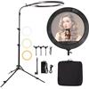 GSKAIWEN Luce ad anello da 63,5 cm con supporto per luce retrattile, tubo morbido e supporto per telefono, 80 W, 3000 K-6600 K, luce LED bicolore dimmerabile per trucco, selfie, vlog, video YouTube,