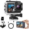 fceoul Action Cam 1080P FHD 16MP, Fotocamera Subacquea 40M con Doppio Schermo 2 e 1.3, Action Cam Moto per Vlog e Sport, con Scheda SD 32GB, 2 Batterie 1050mAh e Accessori(Nero)