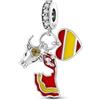The Charmery Charm con simboli spagnoli, in argento 925, con bandiera della Spagna, a forma di cuore, flamenco, compatibile con ciondoli Pandora, Trollbeads, Chamilia, Biagi e molti altri braccialetti con ciondoli