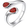 Bestyle Anello Donna Regolabile a Goccia con Pietre Portafortuna dei 12 Mesi Rosso Rubino Colore Argento Regalo per Fidanzamento Anniversario