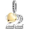 PANPOKI Ciondolo a forma di numero, per braccialetti e collane, in argento Sterling 925 con zirconia cubica e cuore placcato oro 18 carati, regalo per anniversario, compleanno (10, 13, 15, 16, 18, 20