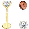 Sllaiss Orecchini Moissanite Uomo Donna in Titanio G23 18K Oro Punto Luce Diamante Brillante VVS1 Certificata D Color Oro 18K Orecchino Singolo a Lobo Anallergici Senza Nichel Piercing 0.6 CT