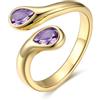 Bestyle Anello Donna Oro Regolabile a Goccia con Pietre Portafortuna