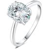 JewelryPalace 2ct Classico Anello Solitario Donna placcato oro bianco 14K con Creato Moissanite, Anelli con Pietra a Taglio Ovale, Fede Nuziale Oro Bianco Set Gioielli Donna 22