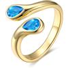 Bestyle Anello Donna Oro Regolabile a Goccia con Pietre Portafortuna