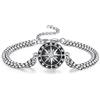 KINGWHYTE Braccialetto con bussola in argento Sterling 925, talismano, da viaggio, stile vintage, idea regalo per uomo e donna con catena in acciaio inox, catena da 17+5 cm, 7 inches, Argento sterling