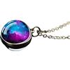 Generic Argento sterling 925 per uomini e donne, Universo del solare, Spazio, Luna, Sole, Collane planetarie, Collana in vetro a due lati, Ciondolo