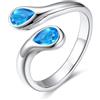 Bestyle Anello Donna Regolabile a Goccia con Pietre Portafortuna dei 12 Mesi Blu Turchese Colore Argento Regalo per Fidanzamento Anniversario
