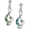 Kiara Jewellery - Orecchini a perno con chiave di violetto, ipoallergenici, con conchiglia di abalone verde bluastro.