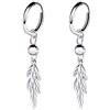 Meixao - Orecchini a cerchio in argento Sterling 925 lucido, con foglie pendenti, per cartilagine e Argento, colore: bianco, cod. MQE0086-1