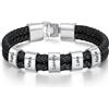 Wamantic Bracciale da Uomo in Pelle Personalizzato con Nome Braccialetti per Papà Nonno Marito Fidanzato Regali Personalizzati per la Festa del papà Natale (Argento-5 nome)