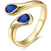 Bestyle Anello Donna Oro Regolabile a Goccia con Pietre Portafortuna