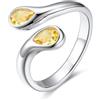 Bestyle Anello Donna Argento Regolabile a Goccia con Pietre Portafortuna