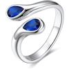 Bestyle Anello Donna Regolabile a Goccia con Pietre Portafortuna dei 12 Mesi Blu Zaffiro Colore Argento Regalo per Fidanzamento Anniversario