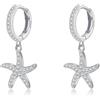 SLUYNZ Orecchini a cerchio in argento Sterling 925 con zircone cubico, design a stella marina, orecchini pendenti per donne e ragazze, orecchini Huggie a stella marina per la spiaggia, Piccolo