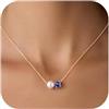 Turandoss Collana da donna con pietra portafortuna, con ciondolo rotondo in oro 14 carati, regalo personalizzato per mamma, donna, ragazza, ragazza, ragazza, ragazza, 12 mesi, 40+6cm, Metallo, Zaffiro