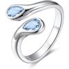 Bestyle Anello Donna Regolabile a Goccia con Pietre Portafortuna dei 12 Mesi Blu Acquamarina Colore Argento Regalo per Fidanzamento Anniversario