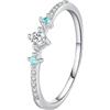 Lirzxin Anelli Nuziale Donna, Anello Fidanzamento Donna Oro Bianco 18K Delicato Impilabili di Rotondo Moissanite e Topazio Fedi Nuziali Oro Bianco per Mamma, Fidanzata, Sposa