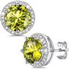 Bestyle Orecchini Donna Punto Luce 2 Carati, Ipoallergenici con Punta in Argento 925, Pietre Portafortuna Rotonde per i 12 Mesi Brillante Giallo Peridoto, Regalo per Donna