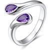 Bestyle Anello Donna Argento Regolabile a Goccia con Pietre Portafortuna