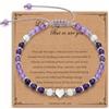 Toplstud Regali per la prima comunione per ragazze, braccialetti per donne e ragazze, braccialetti con perline di cristallo di ametista, regalo di compleanno per figlia, nipote, ragazze adolescenti