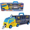 ODS - Hot Wheels Transporter 40 Bisarca, Camion Porta Veicoli Apribile su 2 Lati, Incluse 2 Auto e Segnali Stradali, Lunghezza 40 cm, età Consigliata +3 Anni