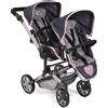 Bayer Chic 2000 - Passeggino per bambole Linus Duo, passeggino gemellare per bambini dai 4 agli 8 anni, grigio melange, blu navy, 690-26