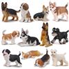 EYSCOTA Set di 12 statuette per cani, realistiche statuette di plastica per cuccioli, dipinte a mano, set di giocattoli per torte, regalo di compleanno per bambini